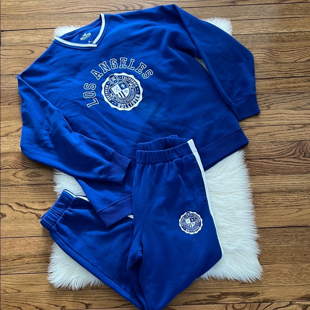 Hollister Los Angeles Blue Sweatshirt and Joggers co ord Set